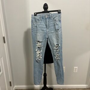 American Eagle Outfitters Blue Skinny Jeans Distressed